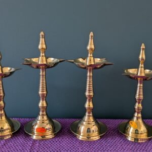 Brass Kerala Oil/Ghee Diya Lamp | Traditional Panchmukhi Pital Diya | Indian Pooja Room Decor | Aarti & Puja Lamp (1 Pc)