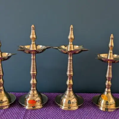 Brass Kerala Oil/Ghee Diya Lamp | Traditional Panchmukhi Pital Diya | Indian Pooja Room Decor | Aarti & Puja Lamp (1 Pc)