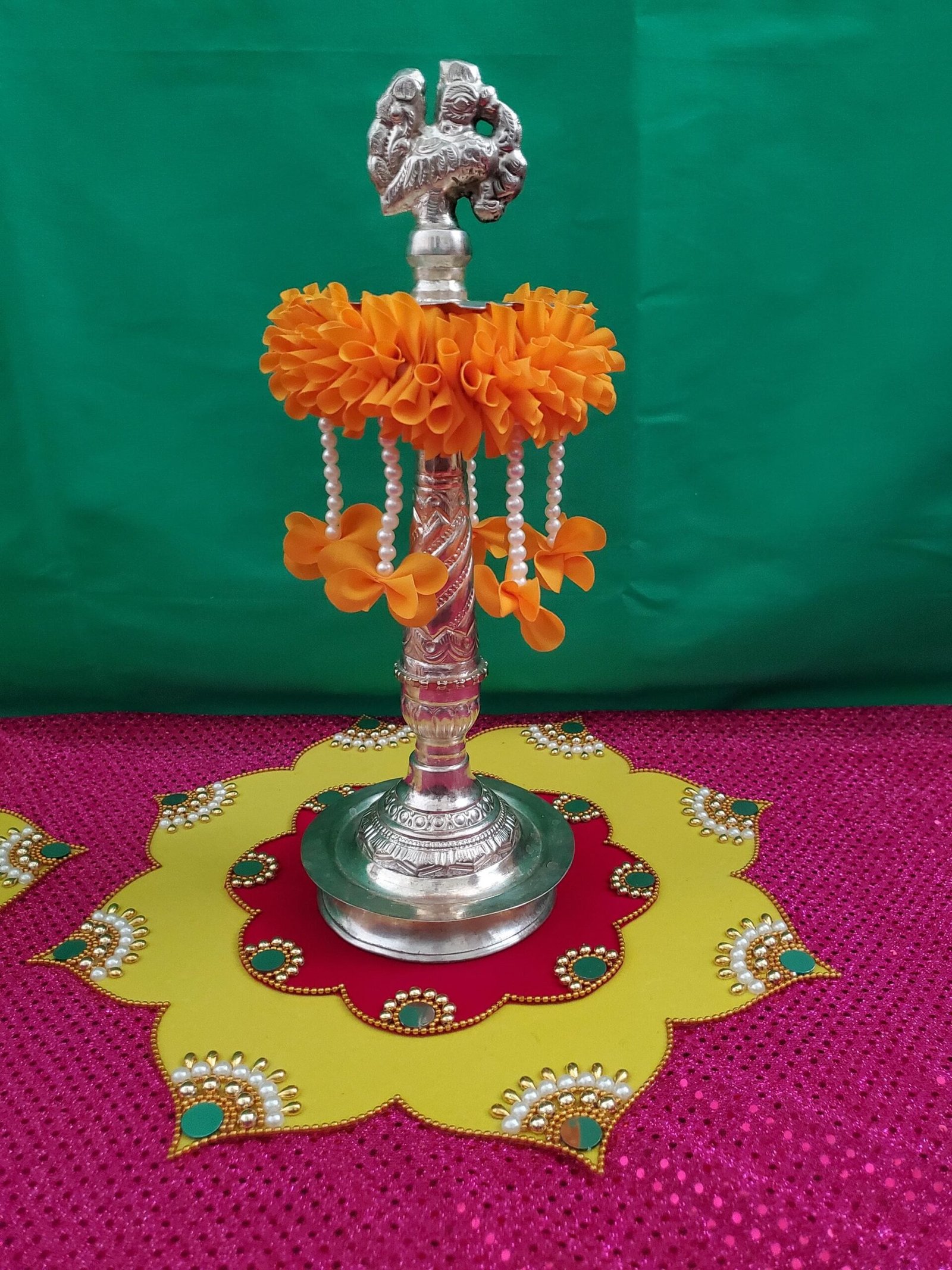 Indian Pooja Decor / Varalakshmi decor / Diya Tazzel / Deepam / Deepam Mat / Diya Mat / Festive Decor / Desi Decor - Image 3