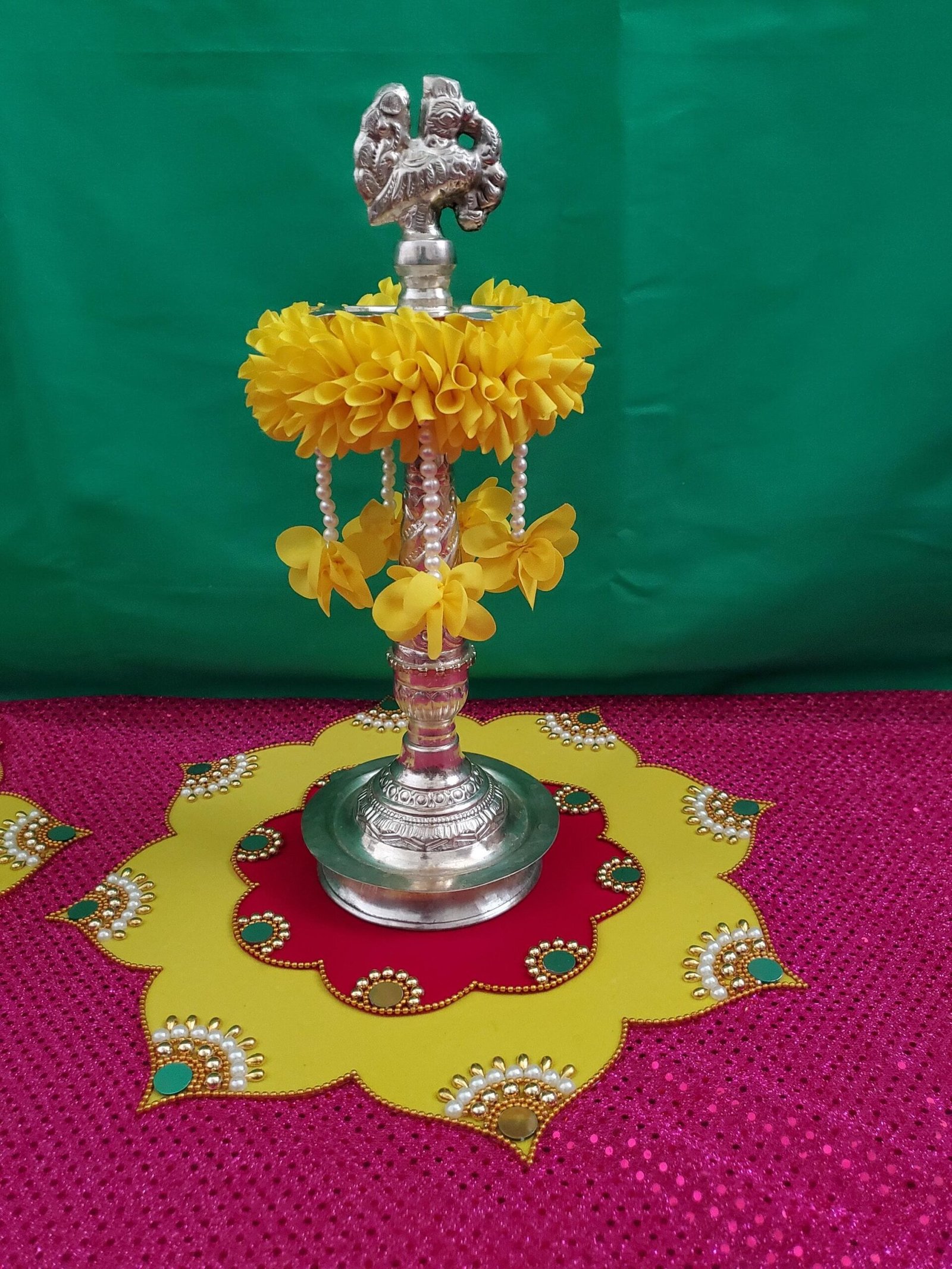 Indian Pooja Decor / Varalakshmi decor / Diya Tazzel / Deepam / Deepam Mat / Diya Mat / Festive Decor / Desi Decor - Image 4