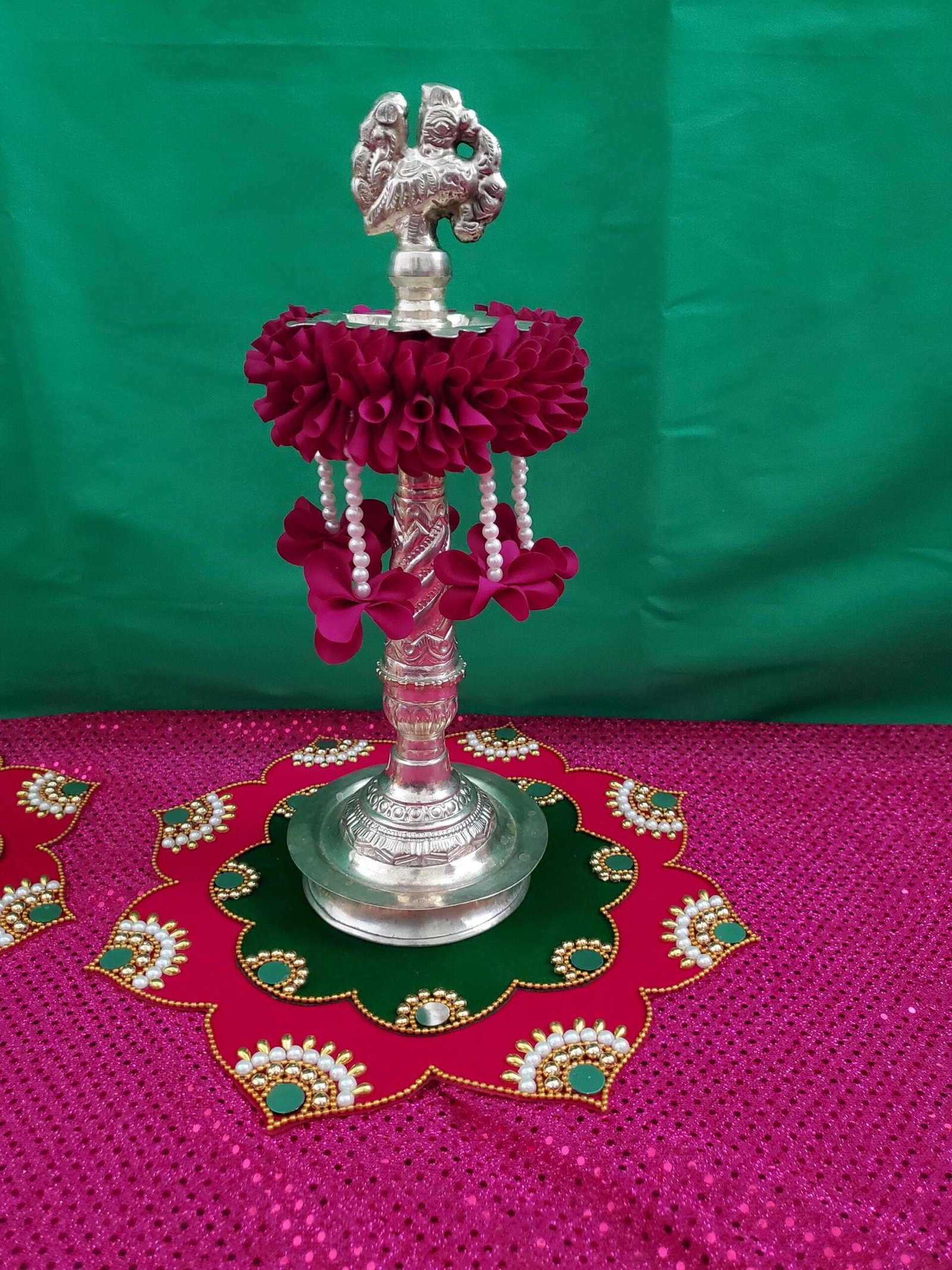 Indian Pooja Decor / Varalakshmi decor / Diya Tazzel / Deepam / Deepam Mat / Diya Mat / Festive Decor / Desi Decor - Image 5