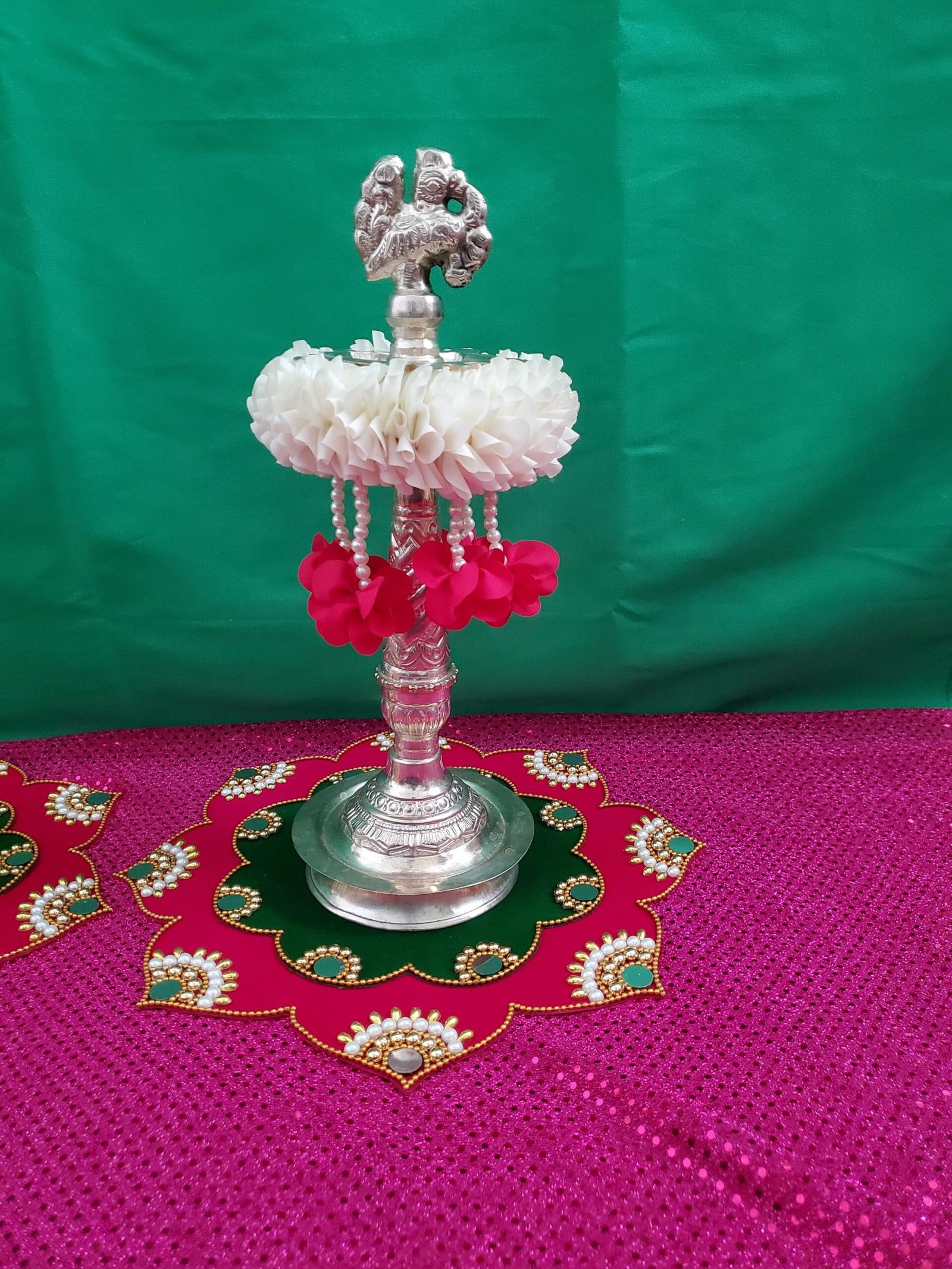 Indian Pooja Decor / Varalakshmi decor / Diya Tazzel / Deepam / Deepam Mat / Diya Mat / Festive Decor / Desi Decor - Image 6