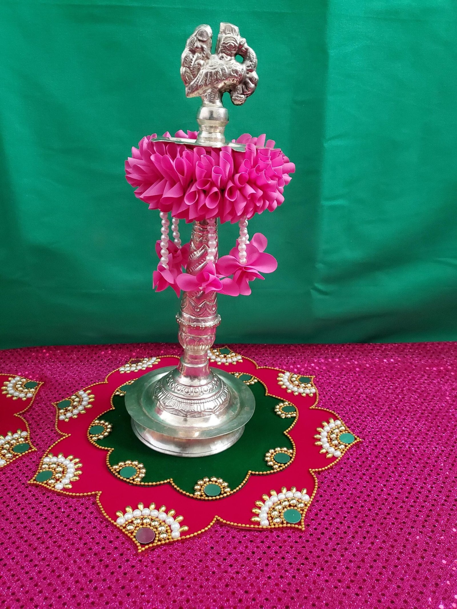 Indian Pooja Decor / Varalakshmi decor / Diya Tazzel / Deepam / Deepam Mat / Diya Mat / Festive Decor / Desi Decor - Image 7