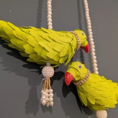 Parrot Decor Hangings: Diwali Pooja Decoration (Pair)