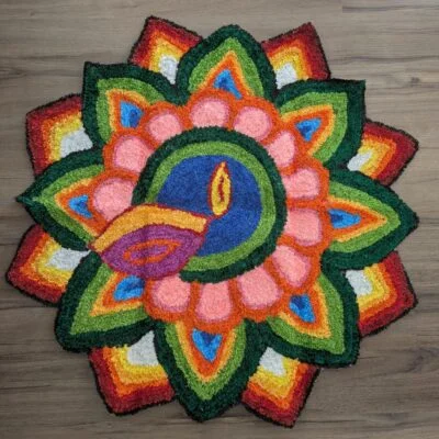 Rangoli Mat/ Rangoli/ Pooja mat/ Onam Decor/ Lotus Mat/ Housewarming Decor/ Pooja Decor/ Ganesha Decor/ Diwali Decor Mat/ Koolam Mat/Peacock