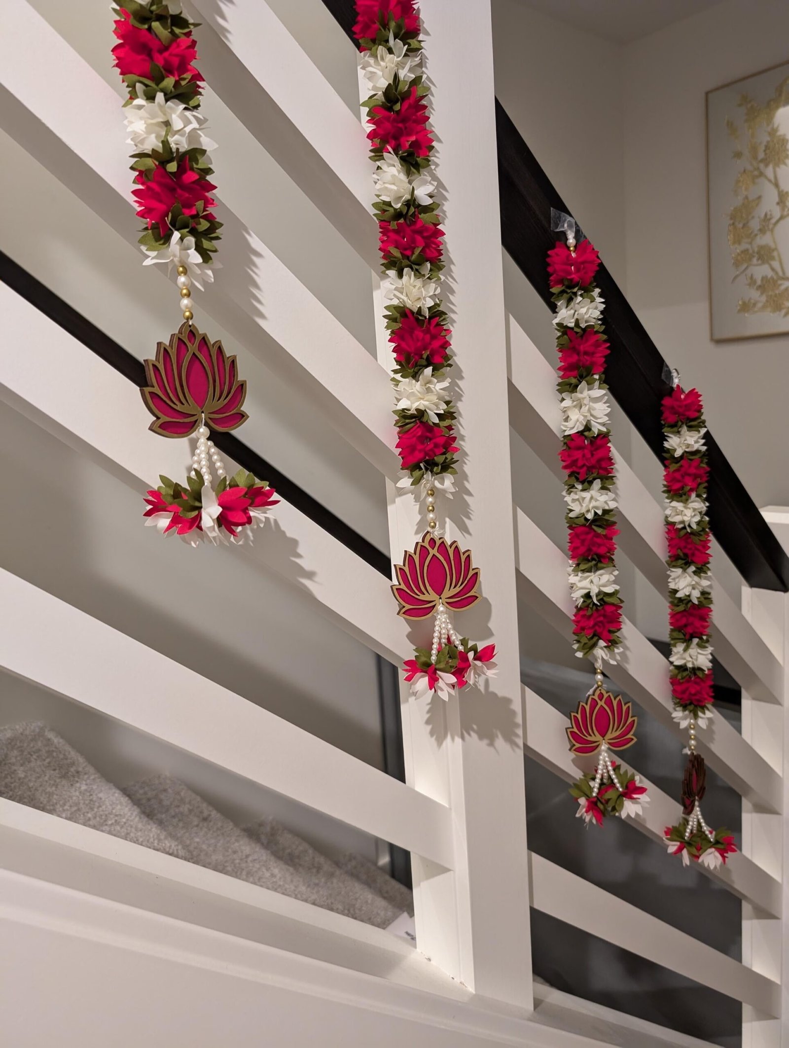 Stair Case hangings / Artificial Flower hanging / Indian Decor / Flower Strings Decor /Diwali Decor/ Dasara / Diwali / Housewarming Decor - Image 3