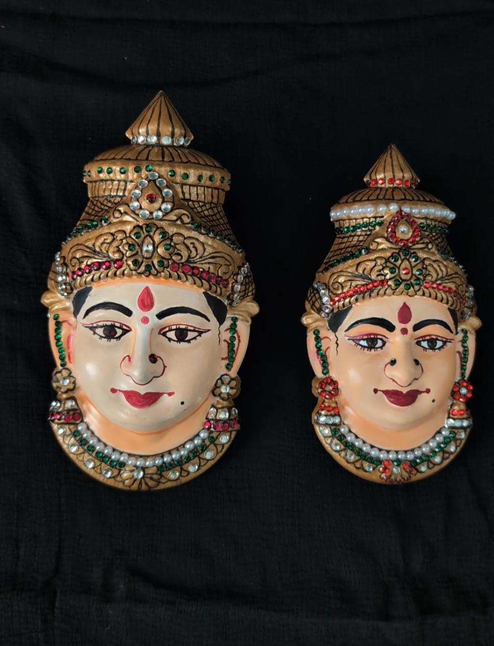 Tanjore Paint Varalakshmi Face / Varalakshmi Face Pooja / Ammavaru Face / Decorated Varalakshmi Face / Deity Decorated Varalakshmi Face - Image 2