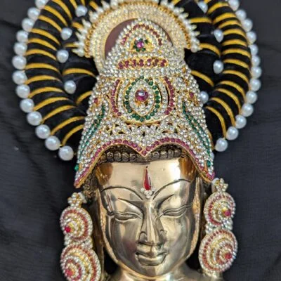 Varalakshmi Crown Arch/ Varalakshmi Stone Decorated Crown Arch / Ammavaru  Crown Arch Bun / Varalakshmi Jewelry / Deity Decorated Crown Hair