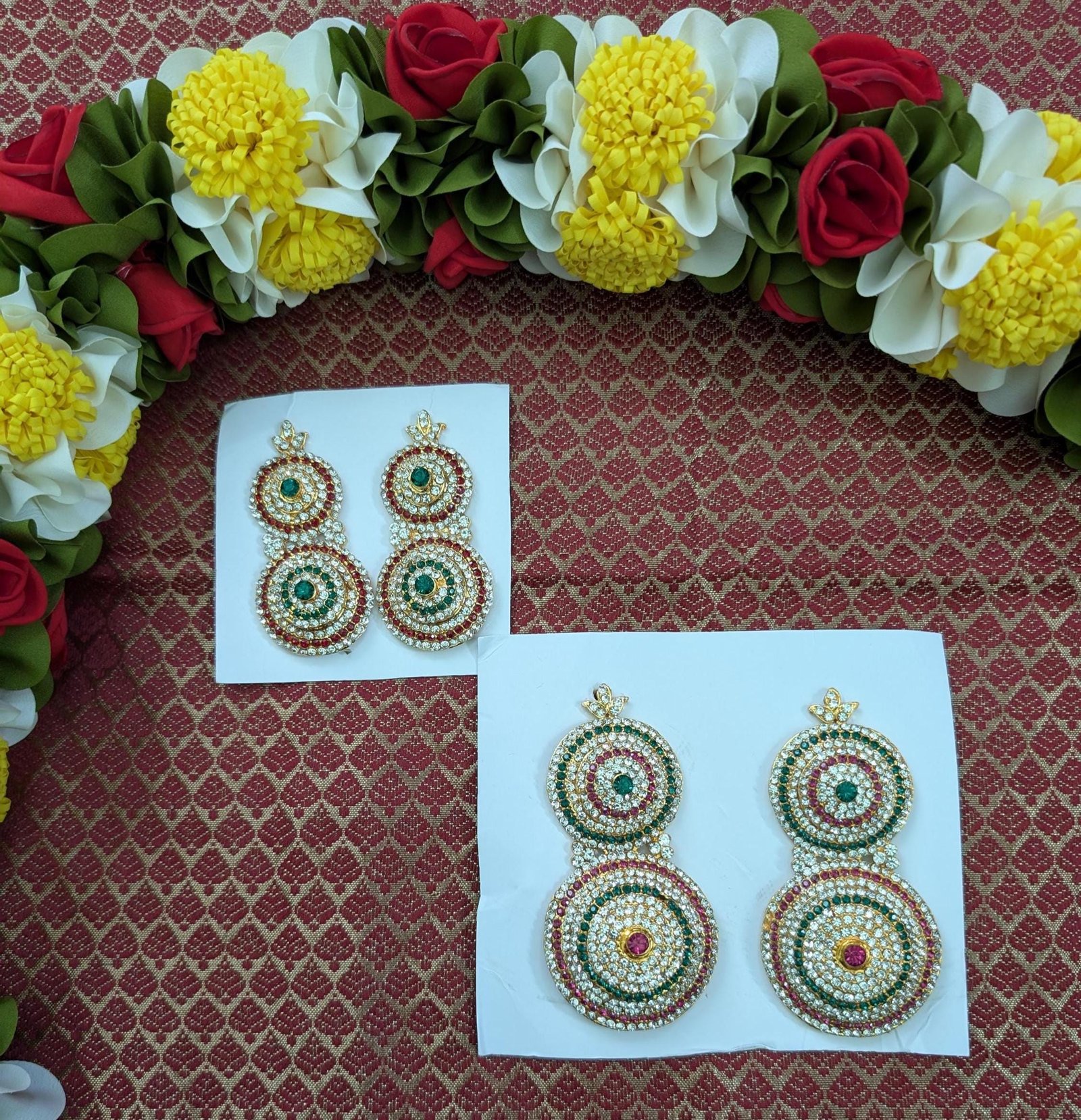 Varalakshmi Stone Earrings, Ammavaru Deity Jewelry