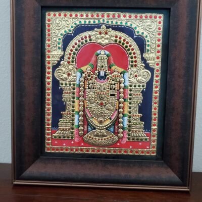 Venkateshwara Tanjore Art with Gold Foil, Indian God Photo Frame