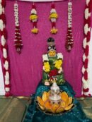 Complete Varalakshmi Ammavaru Doll, Face & Floral Pooja Set