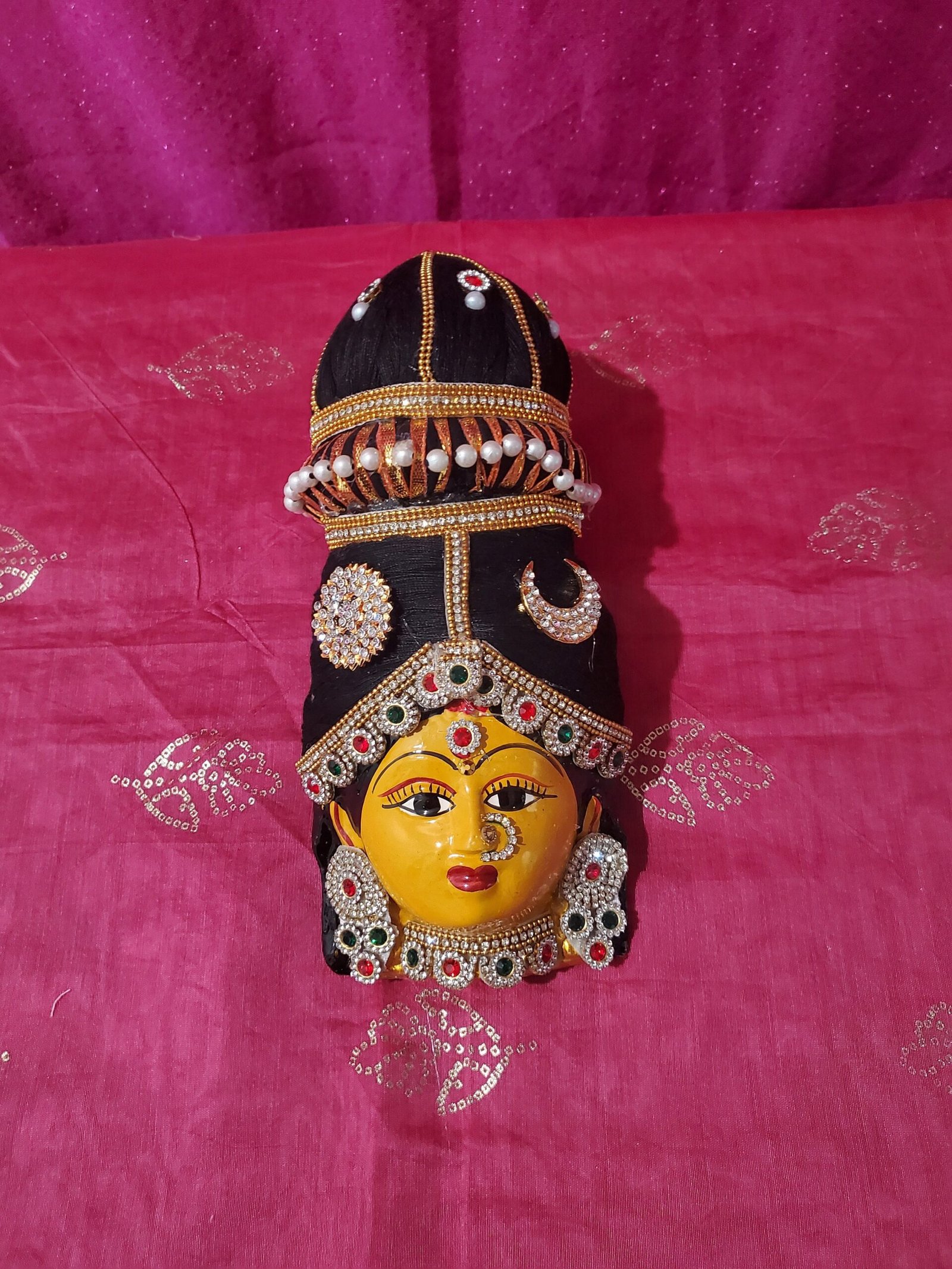 Complete Varalakshmi Ammavaru Doll, Face & Floral Pooja Set