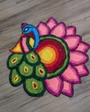 Handcrafted Lotus & Peacock Festive Rangoli Mat