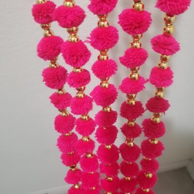 Festive Pom-Pom Floral Hanging Garland Set
