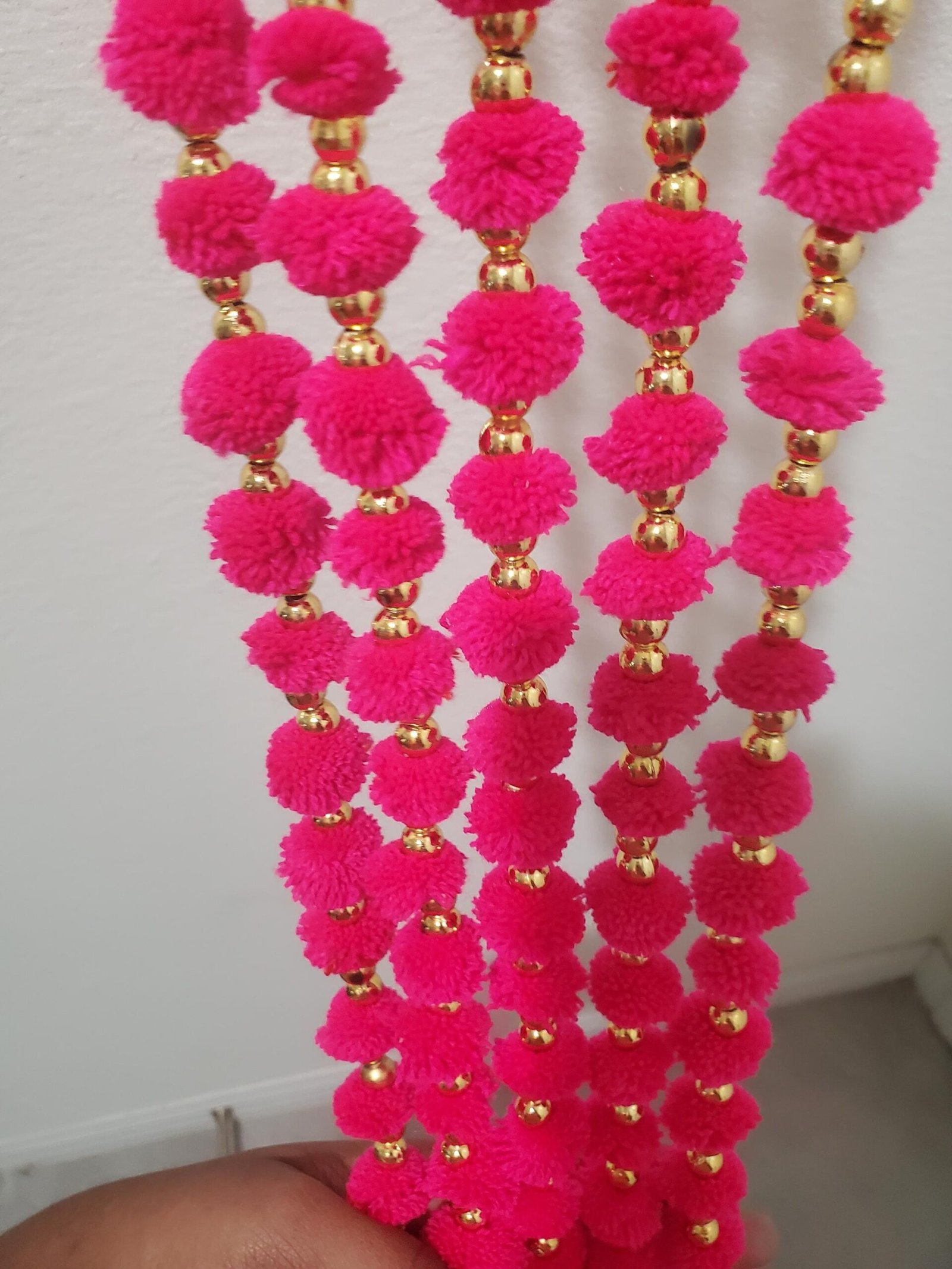 Festive Pom-Pom Floral Hanging Garland Set