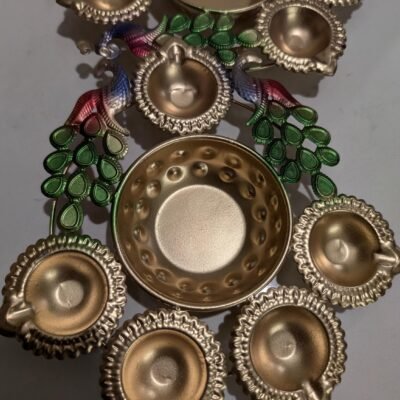 Traditional Brass Peacock Diya Urli Bowl
