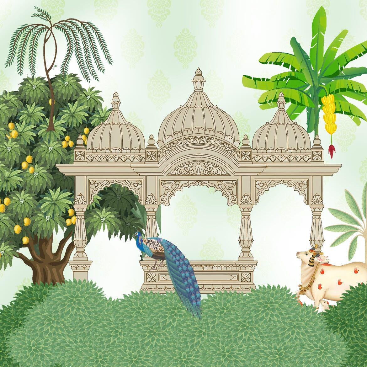 Traditional Festive Temple Backdrop Cloth