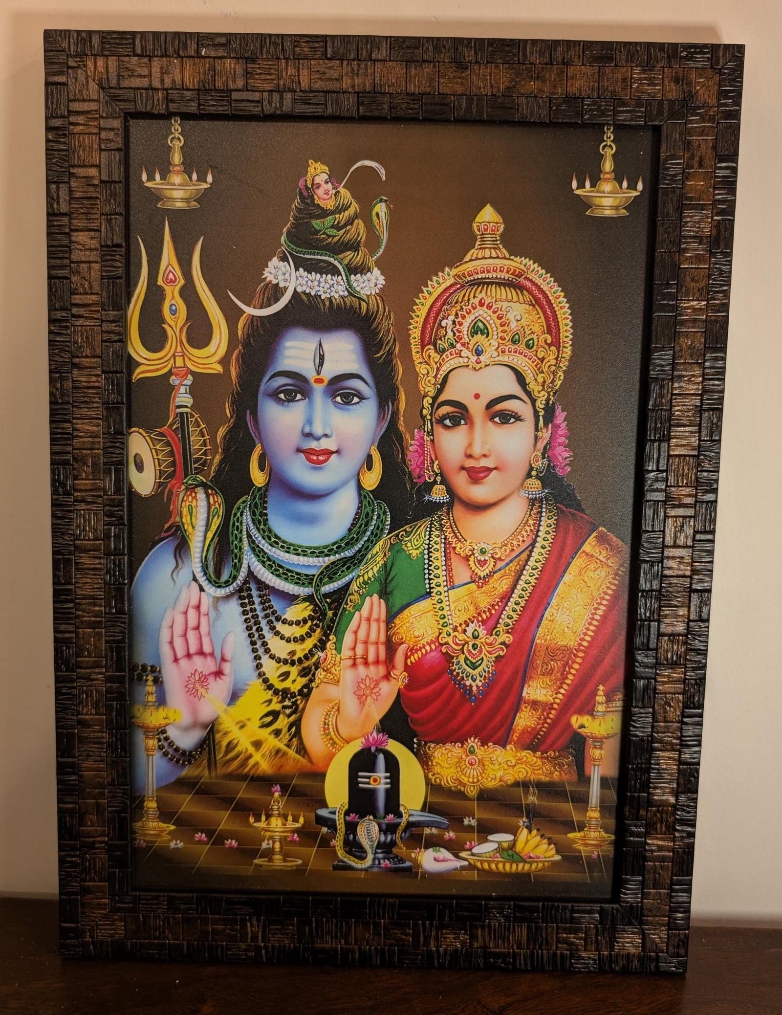 Traditional Hindu God Photo Frame for Pooja Room (14x10 Inch)