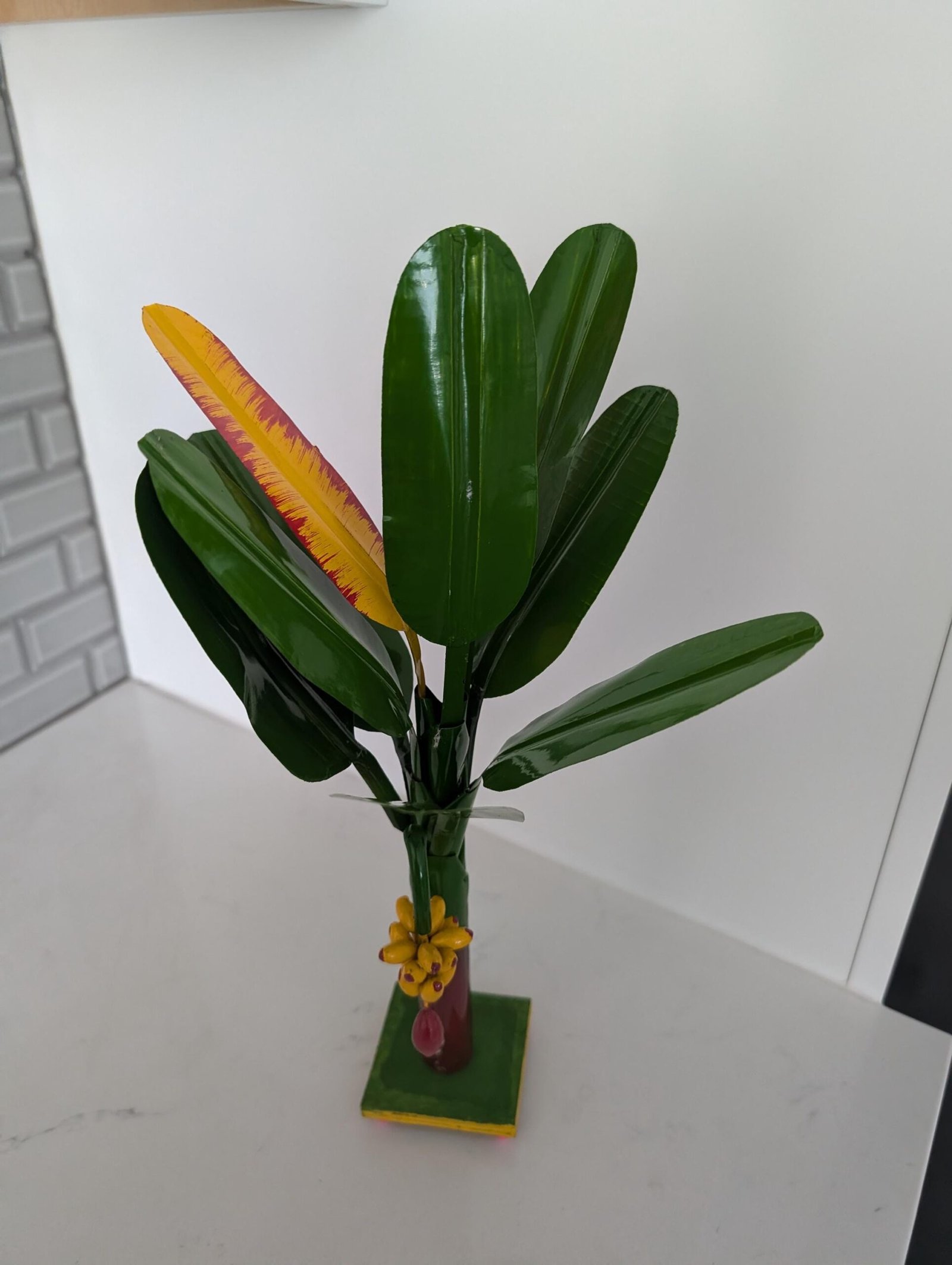 German Silver Pooja Kalasam & Metal Banana Tree Set