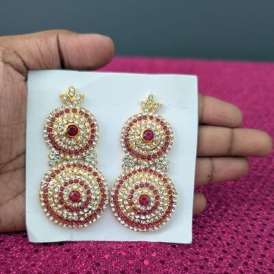 Traditional Stone-Studded Ammavaru Deity Earrings