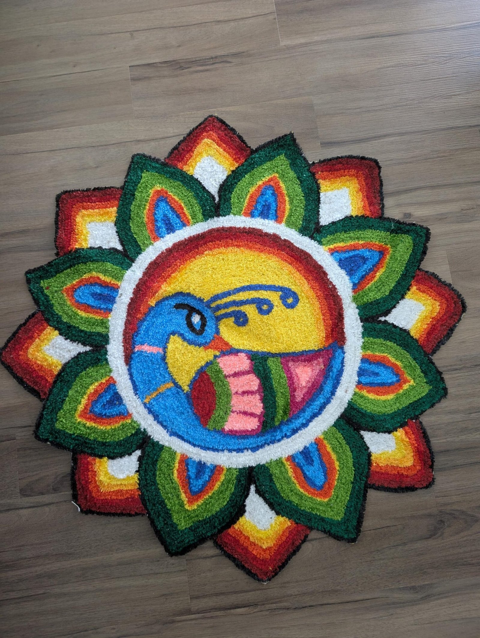 Handcrafted Lotus & Peacock Festive Rangoli Mat