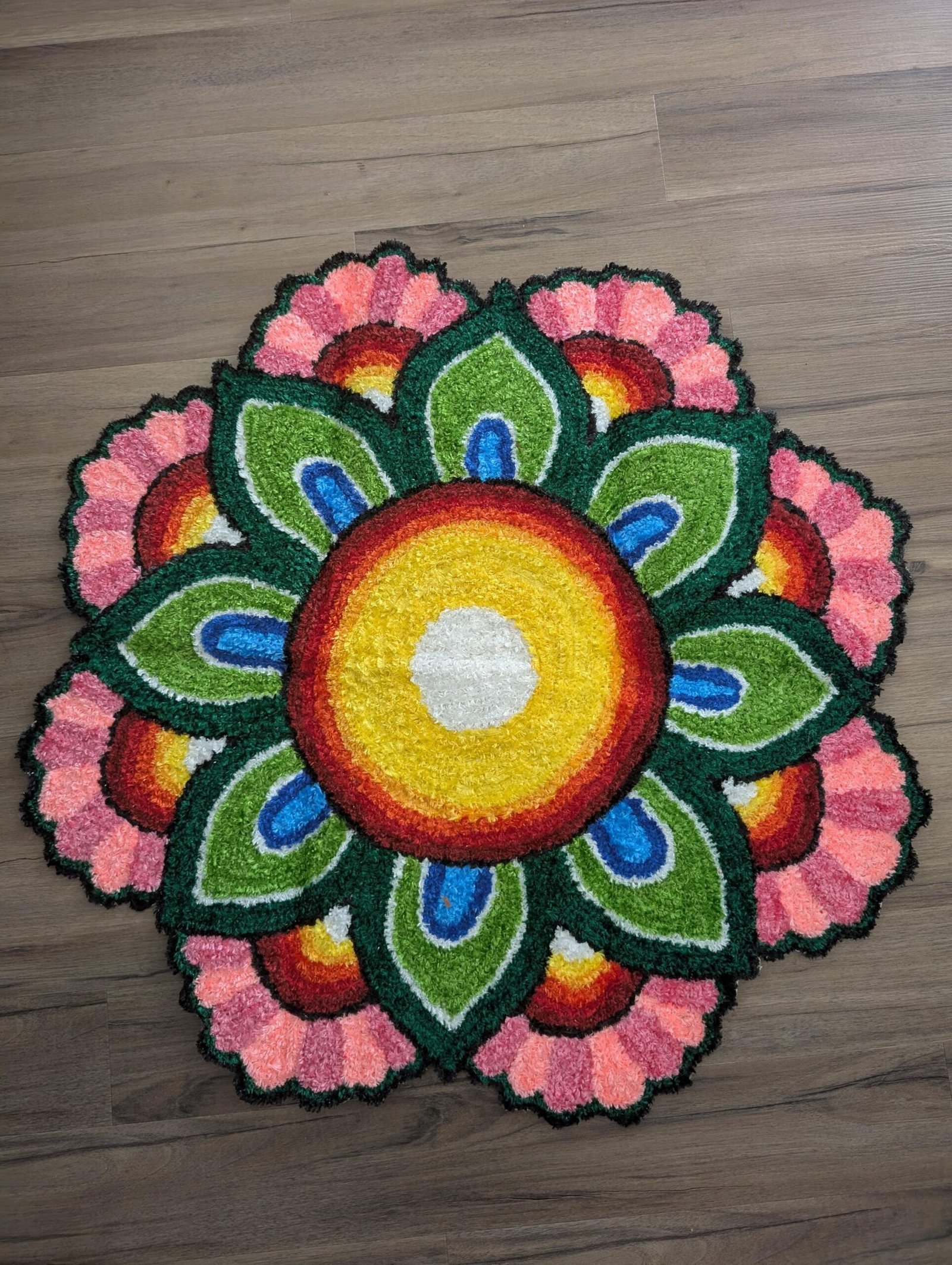 Handcrafted Lotus & Peacock Festive Rangoli Mat