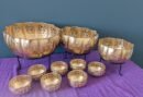 Decorative Metal Pooja Urli & Diya Stand Set