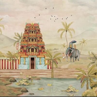 Stitched Traditional Temple & Pooja Backdrop Curtain