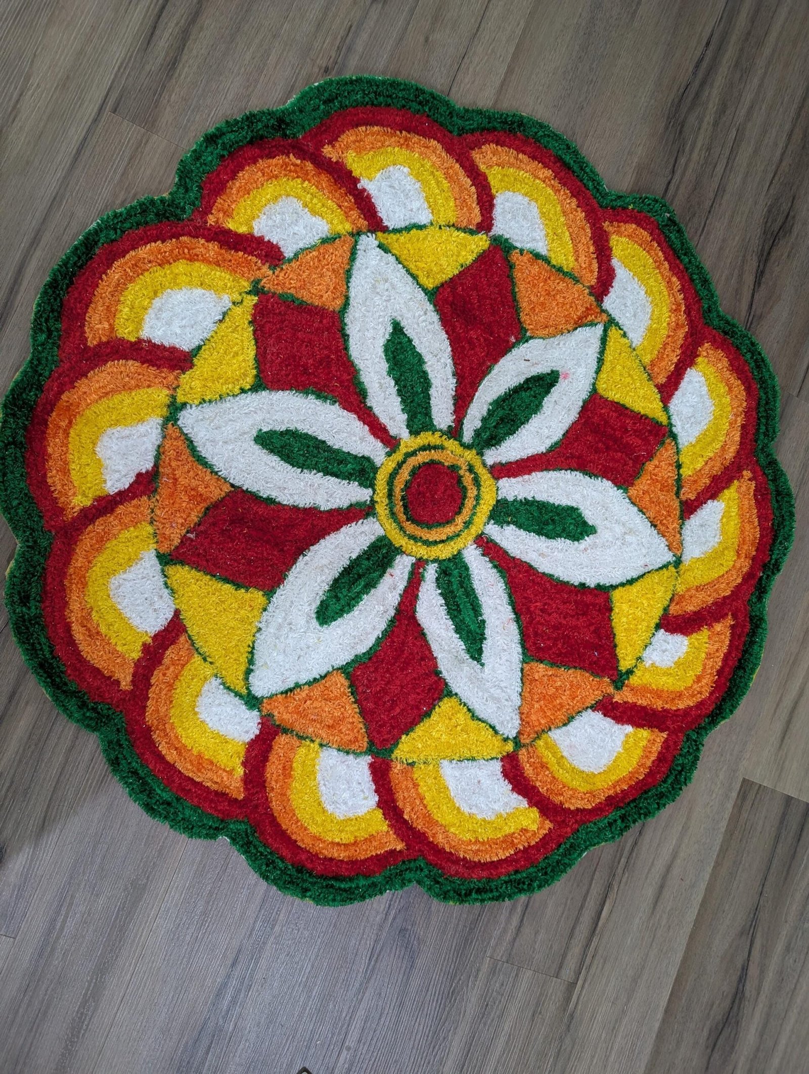 Handcrafted Lotus & Peacock Festive Rangoli Mat