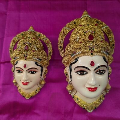 Stone-Embellished Varalakshmi Ammavaru Deity Face (7 Inch)