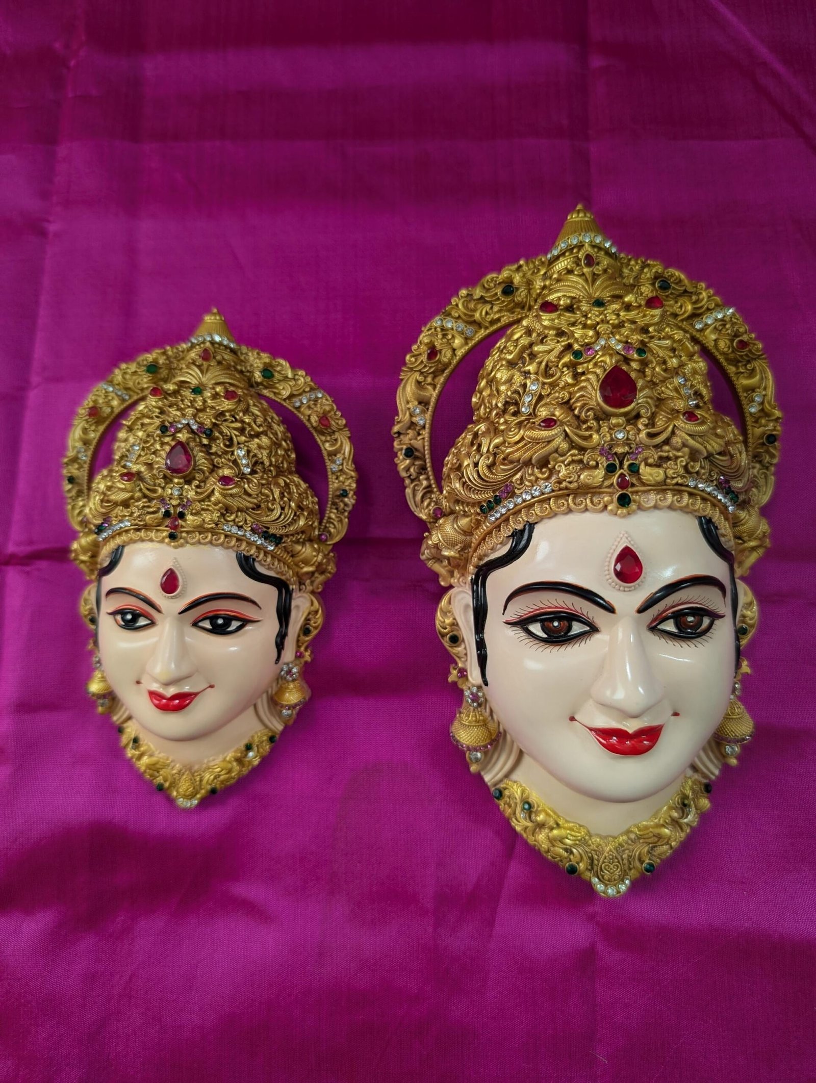 Stone-Embellished Varalakshmi Ammavaru Deity Face (7 Inch)