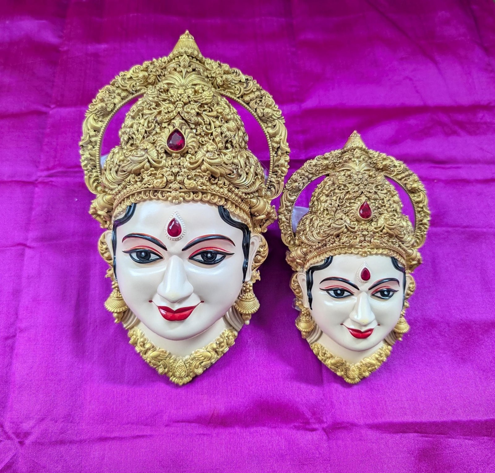 Stone-Embellished Varalakshmi Ammavaru Deity Face (7 Inch)
