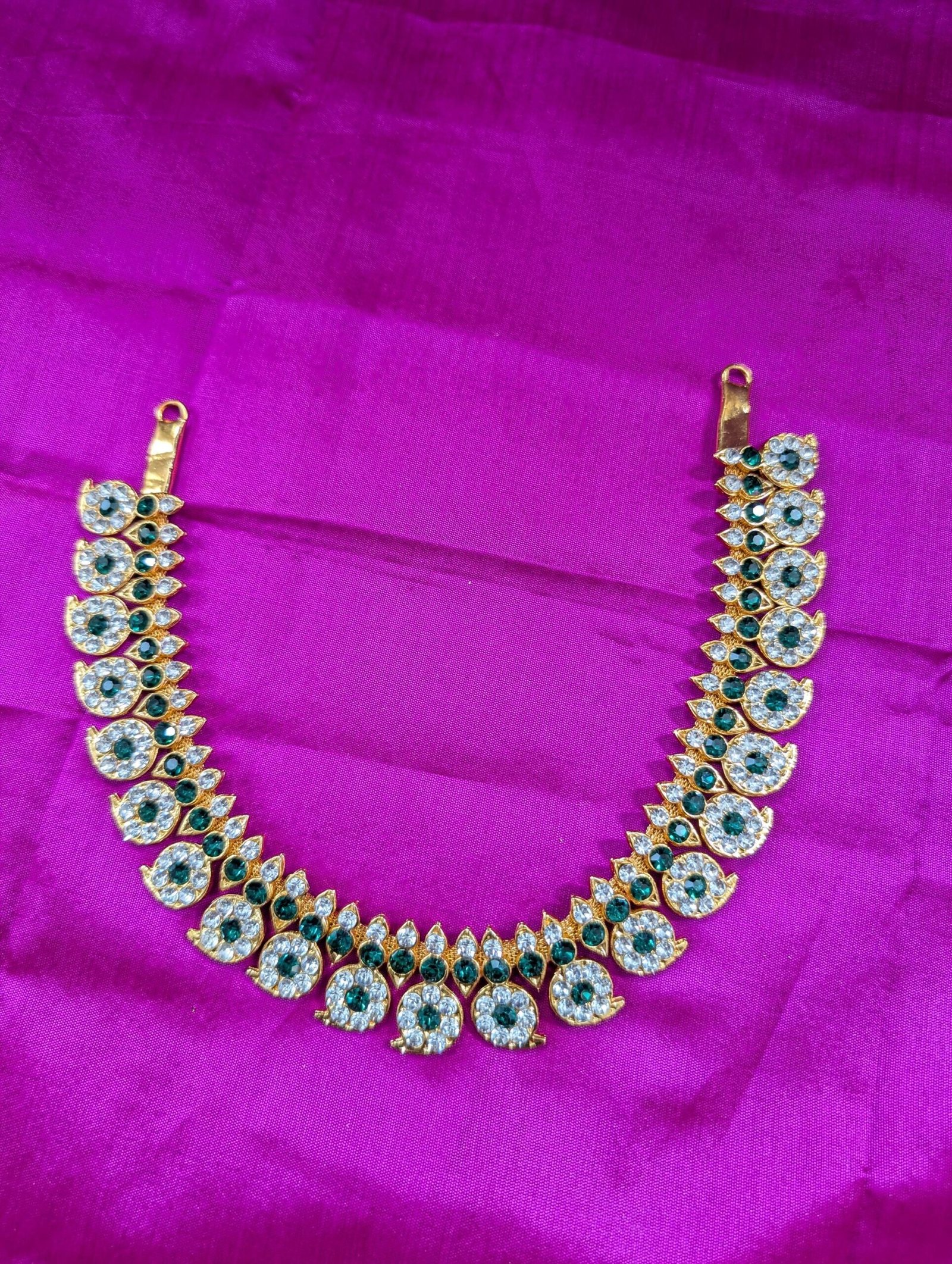 Stone-Decorated South Indian Mango Haram Deity Garland (12 Inch)