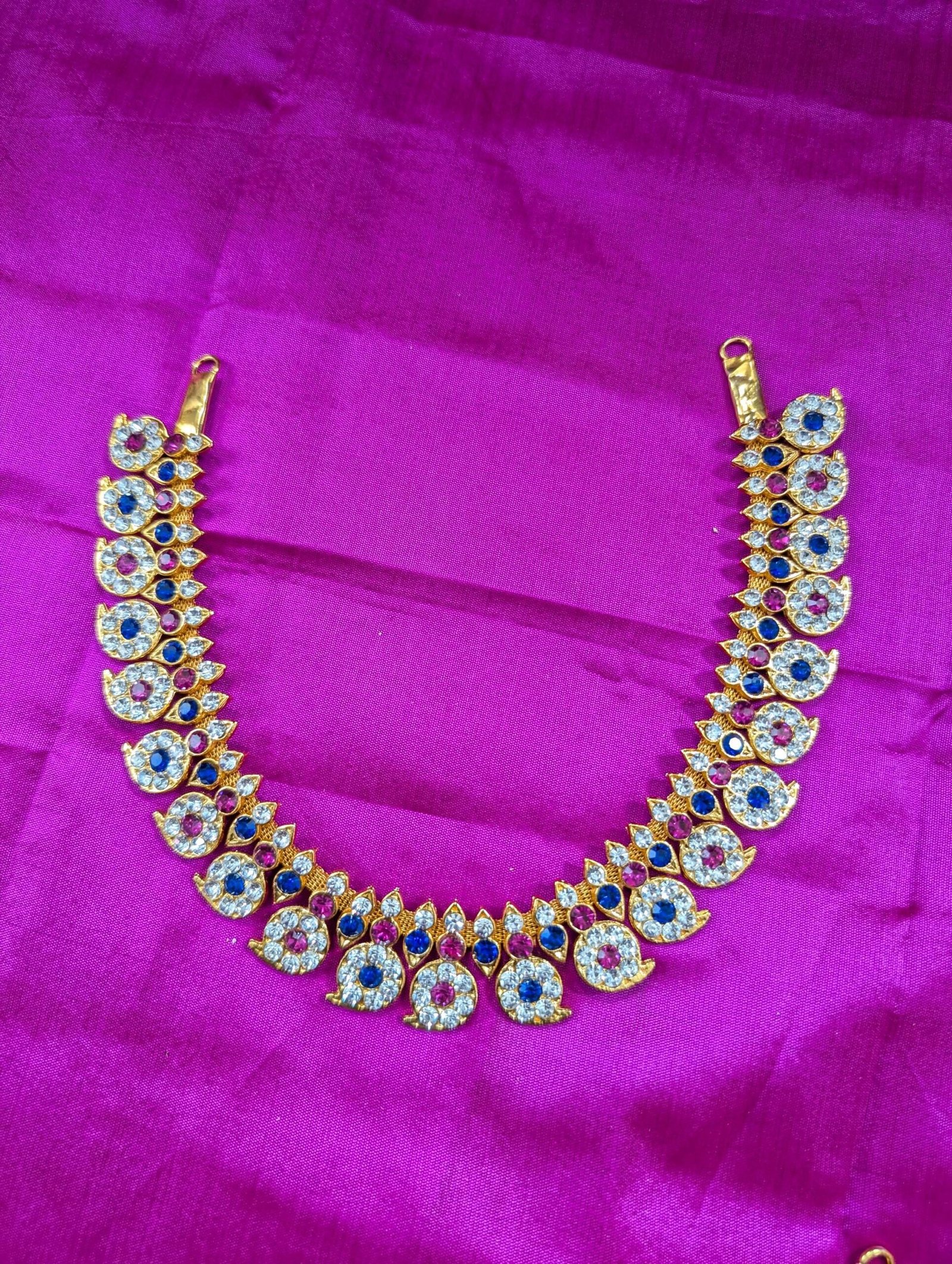 Stone-Decorated South Indian Mango Haram Deity Garland (12 Inch)