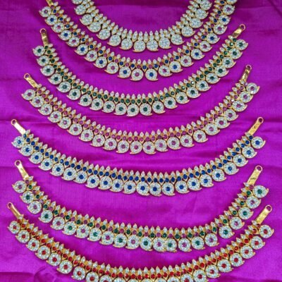 Stone-Decorated South Indian Mango Haram Deity Garland (12 Inch)
