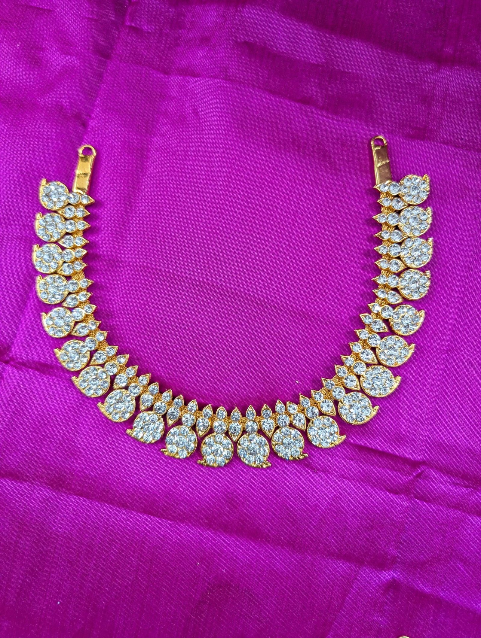 Stone-Decorated South Indian Mango Haram Deity Garland (12 Inch)