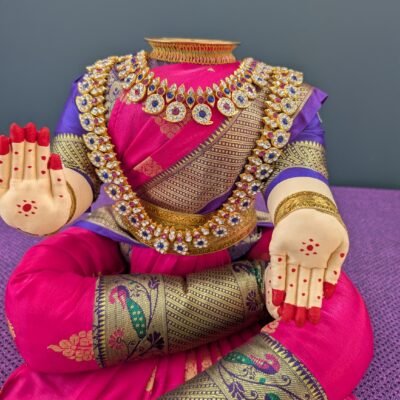 Stone-Decorated South Indian Mango Haram Deity Garland (12 Inch)