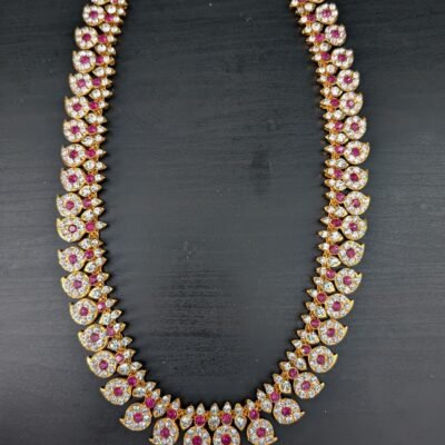 Stone-Decorated South Indian Mango Haram Deity Garland (22 Inch)