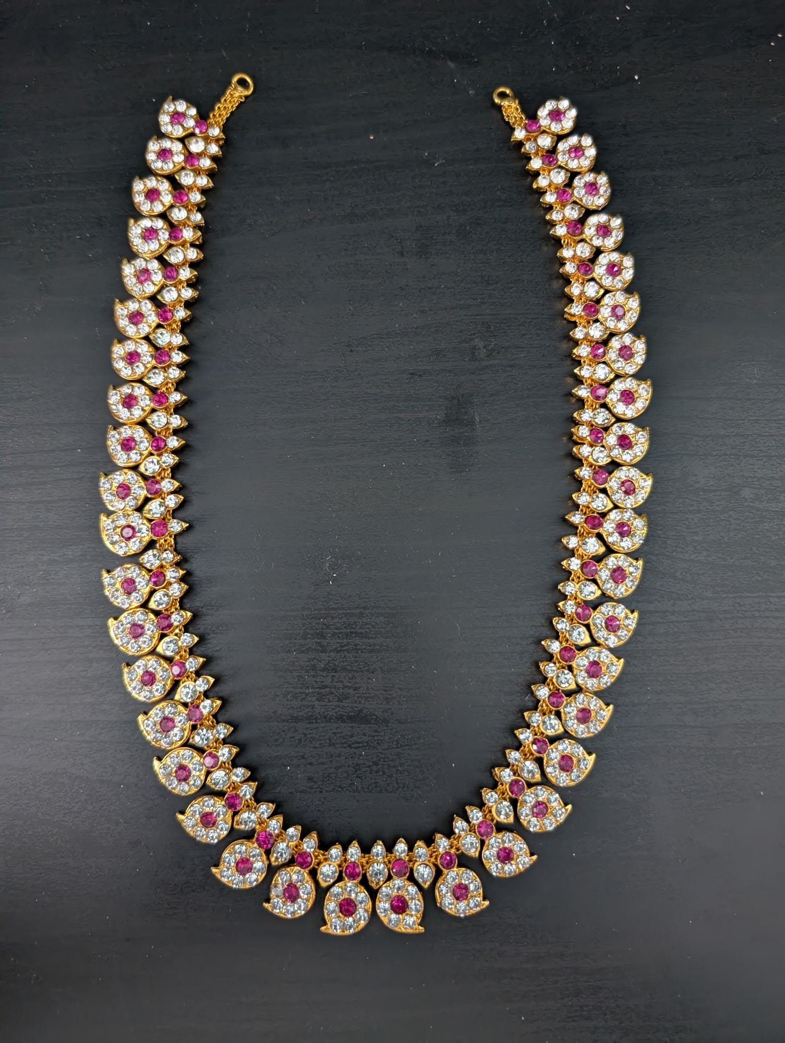 Stone-Decorated South Indian Mango Haram Deity Garland (22 Inch)