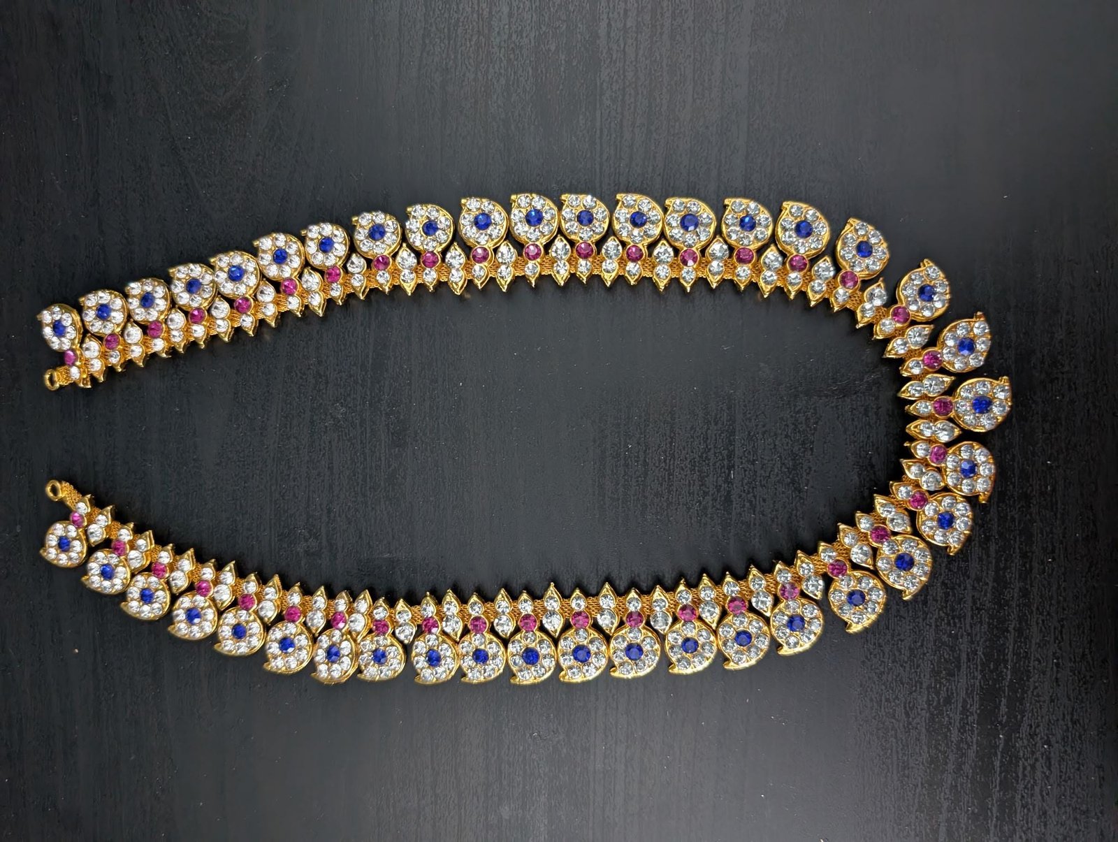 Stone-Decorated South Indian Mango Haram Deity Garland (22 Inch)