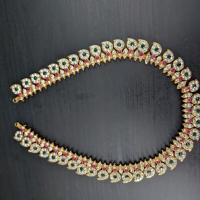 Stone-Decorated South Indian Mango Haram Deity Garland (22 Inch)