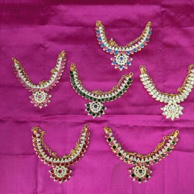 Stone-Decorated Varalakshmi Padham & Hastam Idol Accessories