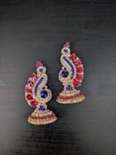 Stone-Studded Mango & Peacock Jhumka Earrings for Deity Idols