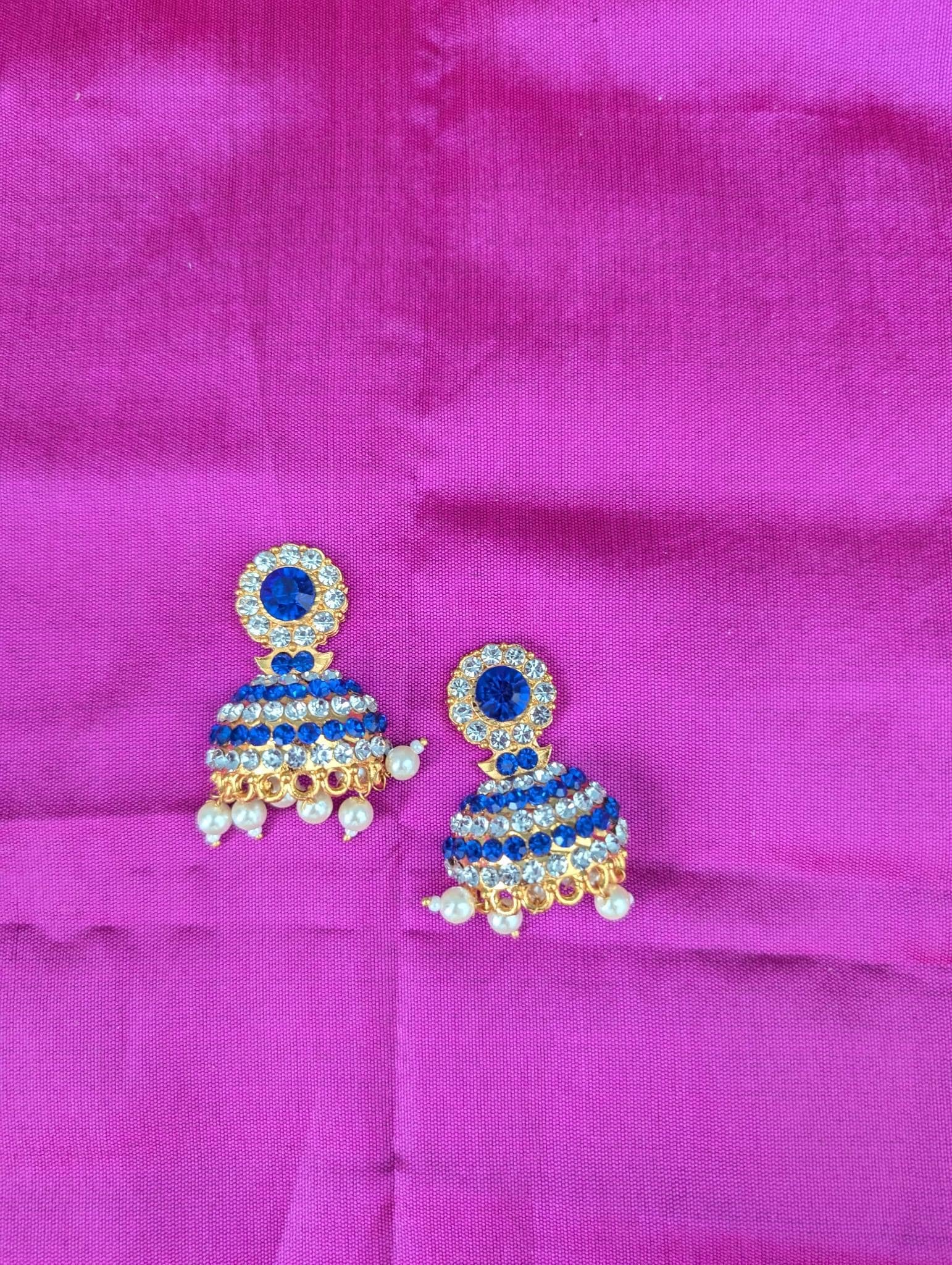 Stone-Studded Mango & Peacock Jhumka Earrings for Deity Idols