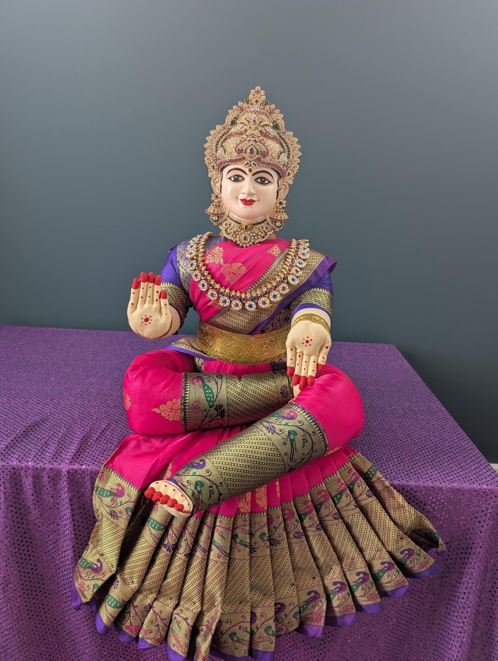 Stone-Embellished Varalakshmi Ammavaru Deity Face (7 Inch)