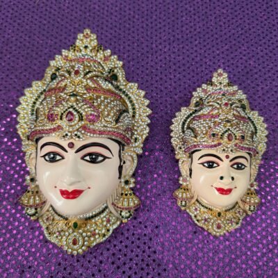 Stone-Embellished Varalakshmi Ammavaru Deity Face (7 Inch)