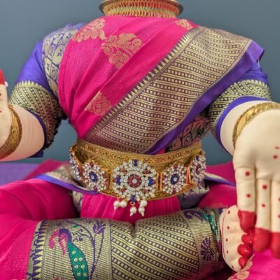Stone-Studded Deity Ottiyanam (Vaddanam) Waist Belt (9.5–10.5 Inch)