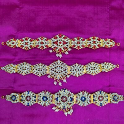 Stone-Studded Deity Ottiyanam (Vaddanam) Waist Belt (9.5–10.5 Inch)