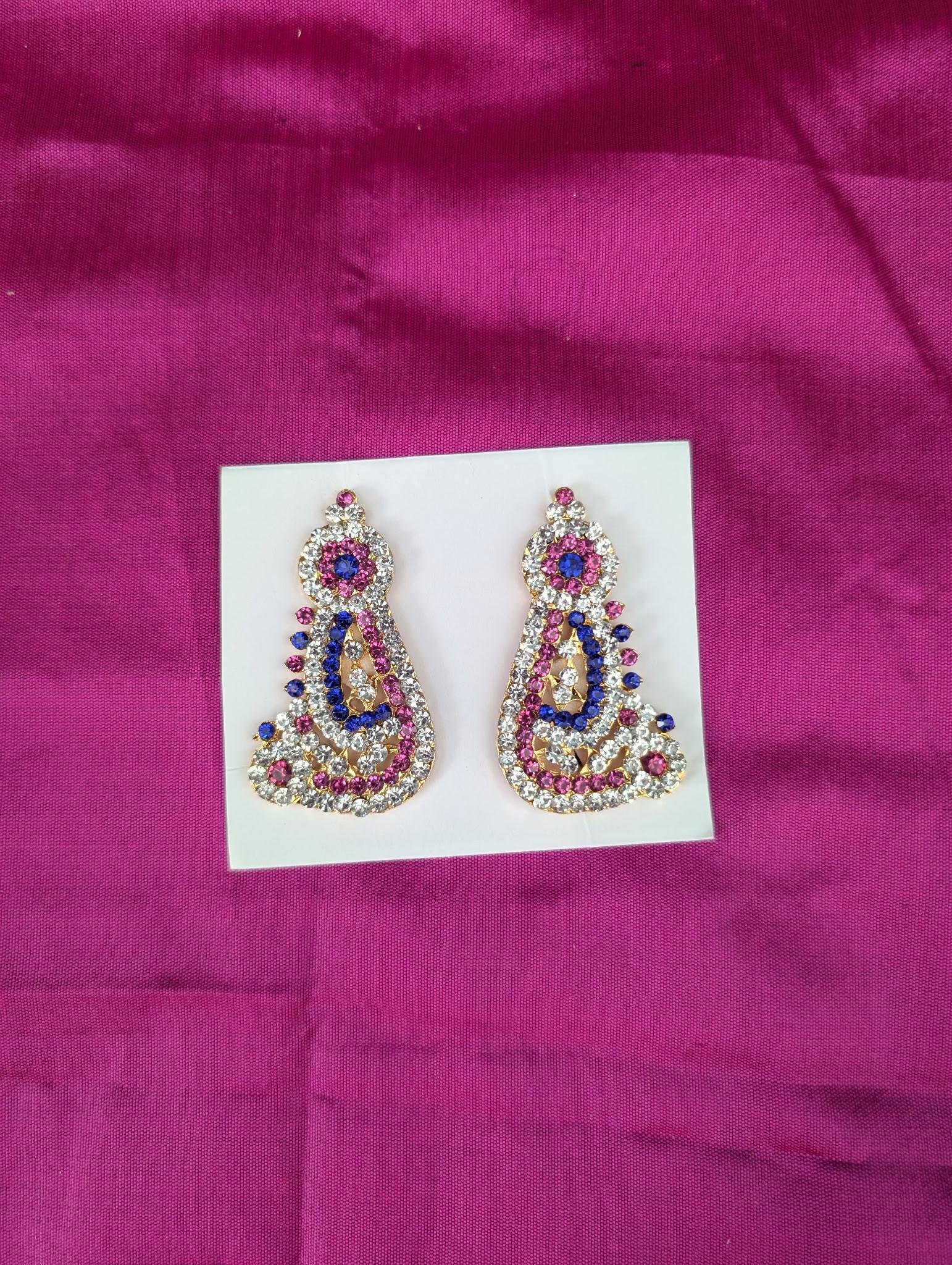 Stone-Studded Mango & Peacock Jhumka Earrings for Deity Idols