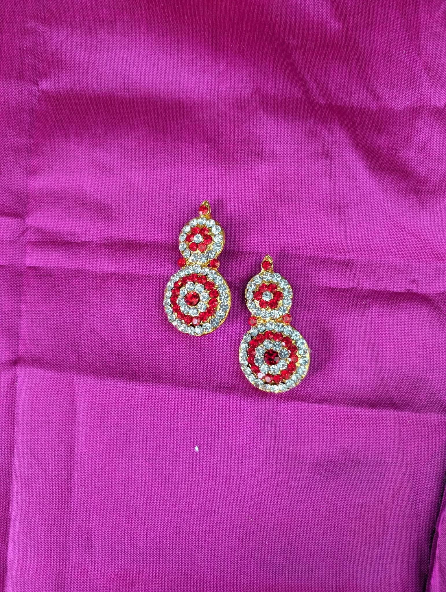 Stone-Studded Mango & Peacock Jhumka Earrings for Deity Idols
